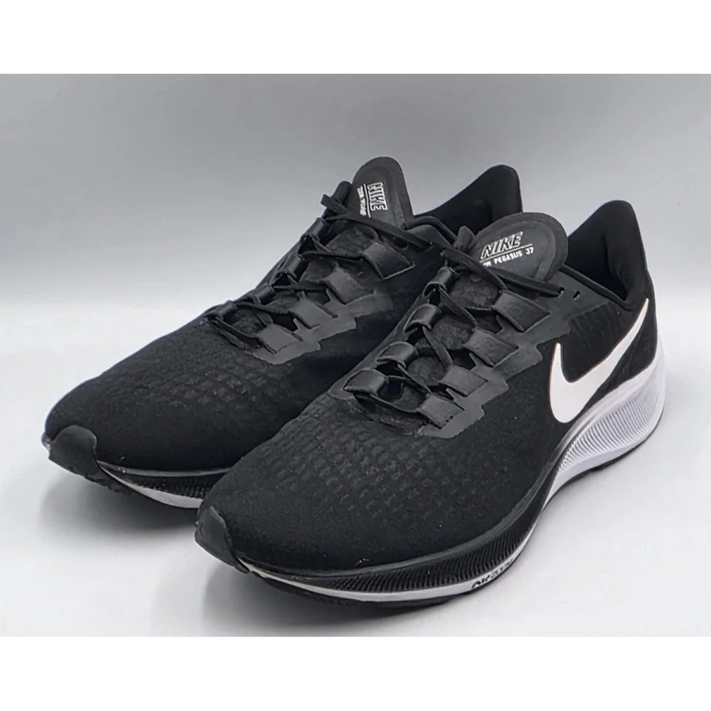 Nike Air Zoom Pegasus 37 Running Shoes Mens Size 12 Black White Road Athletic - Picture 2 of 10
